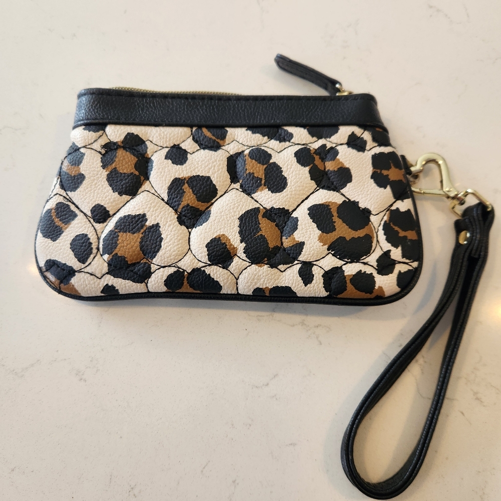 🟣 Betsey Johnson Brown and Black Leopard Print Wristlet - Picture 5 of 5